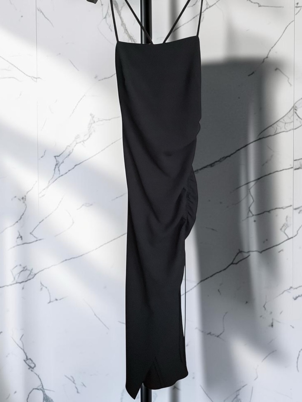 Zara Black Strappy Maxi Dress, P2P:16”, L:56”, NWT